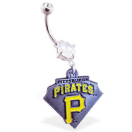 Belly Ring with official licensed MLB charm, Pittsburgh Pirates