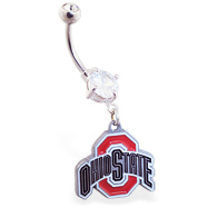 Belly Ring With Official Licensed NCAA Charm, Ohio State Buckeyes