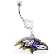 Belly Ring With Official Licensed NFL Charm, Baltimore Ravens