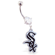 Belly Ring with official licensed MLB charm, Chicago White Sox