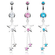 Belly ring with dangling star and chains