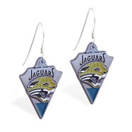 Sterling Silver Earrings With Official Licensed Pewter NFL Charm, Jacksonville Jaguars