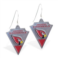 Sterling Silver Earrings With Official Licensed Pewter NFL Charm, Arizona Cardinals