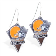 Sterling Silver Earrings With Official Licensed Pewter NFL Charm, Cleveland Browns