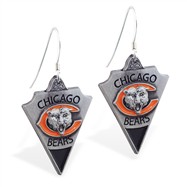 Sterling Silver Earrings With Official Licensed Pewter NFL Charm, Chicago Bears