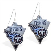 Sterling Silver Earrings With Official Licensed Pewter NFL Charm, Tennessee Titans