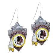 Sterling Silver Earrings With Official Licensed Pewter NFL Charm, Washington Redskins