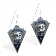 Sterling Silver Earrings With Official Licensed Pewter NFL Charm, Indianapolis Colts