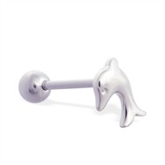 Straight barbell with dolphin top, 14 ga