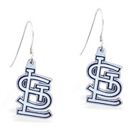 Sterling Silver Earrings With Official Licensed Pewter MLB Charms, St. Louis Cardinals