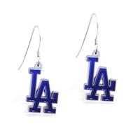 Sterling Silver Earrings With Official Licensed Pewter MLB Charms, Los Angeles Dodgers