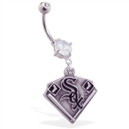 Belly Ring with official licensed MLB charm, Chicago White Sox