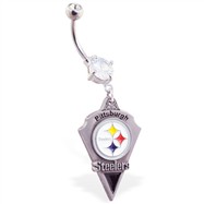 Belly Ring With Official Licensed NFL Charm, Pittsburgh Steelers