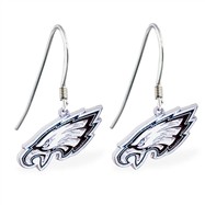 Sterling Silver Earrings With Official Licensed Pewter NFL Charm, Philadelphia Eagles