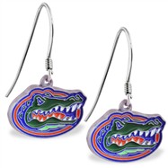 Sterling Silver Earrings With Official Licensed Pewter NCAA Charm, University Of Florida Gators