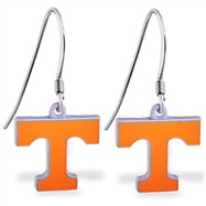 Sterling Silver Earrings With Official Licensed Pewter NCAA Charm, University Of Tennesse