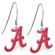 Sterling Silver Earrings With Official Licensed Pewter NCAA Charm,University Of Alabama Crimson Tide