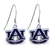 Sterling Silver Earrings With Official Licensed Pewter NCAA Charm, Auburn University Tige