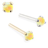 14K Gold Customizable Nose Stud with 2mm Round Yellow Opal