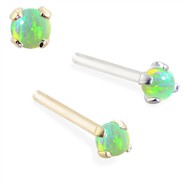 14K Gold Customizable Nose Stud with 2mm Round Green Opal