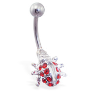 Red jeweled ladybug belly ring