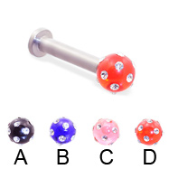 Labret with multi-gem acrylic colored ball, 10 ga