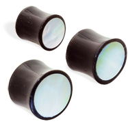 Pair Of Organic Horn Plugs with Mother Of Pearl Inlay