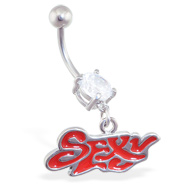 Belly ring with dangling "Sexy"