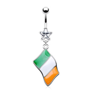 Belly ring with dangling Irish flag