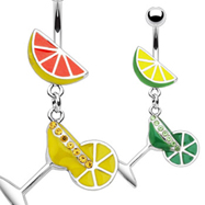 Fruit navel ring with dangling martini glass