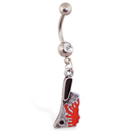 Navel Ring with Dangling Bloody Cleaver