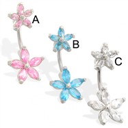 Jeweled Flower Navel Ring
