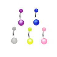 Navel ring with acrylic pearlish style balls