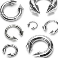 Stainless steel circular (horseshoe) barbell with cones, 2 ga