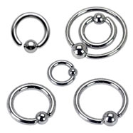 316L Surgical Steel One Side Fixed Ball Ring, 16ga