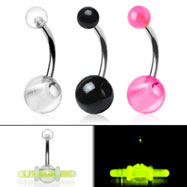 Glowstick belly ring with UV balls