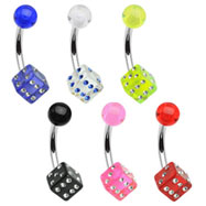 Jeweled dice belly ring