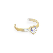 14K Gold Toe Ring With Jeweled Bezel Set Heart