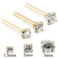14K Gold Customizable Nose Stud with Round CZ