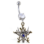 Navel ring with dangling dragon head with gold colored star