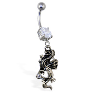 Navel ring with dangling dragon with gem