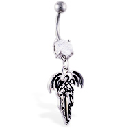 Navel Ring with Dangling Angel with Sword