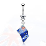 Belly ring with dangling Australian flag