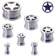 Pair Of Single Flared Star Tunnels with Screw Back