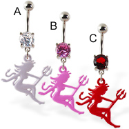Navel ring with dangling devil woman