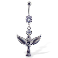 Navel Ring with Dangling Angel