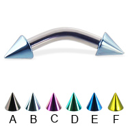 Colored cone curved barbell, 10 ga