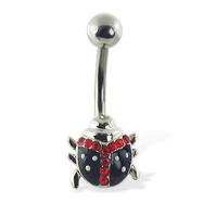 Lady bug belly button ring