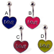 Love and heart belly button ring