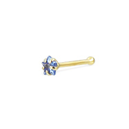 14K Real Yellow Gold Nose Bone With Star-Shaped CZ, 20 Ga